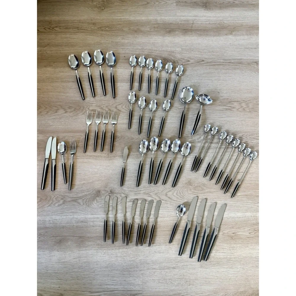 Vintage Crown Eldan Ebosi Stainless Japan Danish Modern 50 Pc Flatware Set